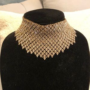 Gold Rhinestone / Bronze Choker Necklace is reversible and gorgeous.